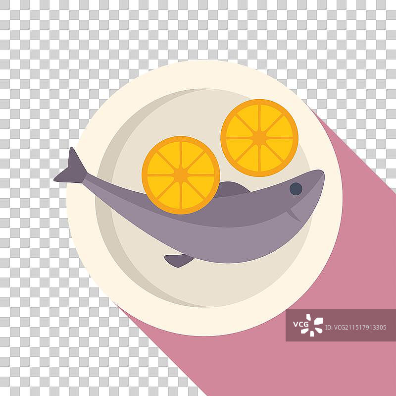 盘中配柠檬片的烤鱼图片素材