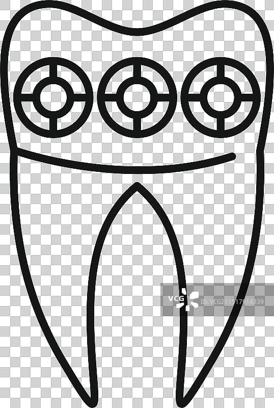 牙齿正畸安装图标轮廓图片素材