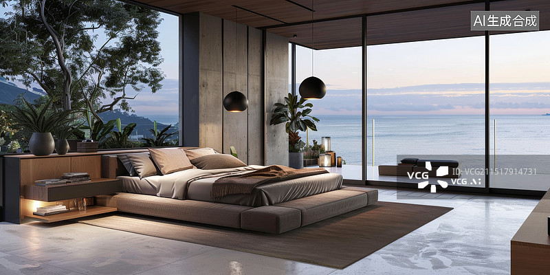 【AI数字艺术】豪华度假酒店别墅房间图片素材
