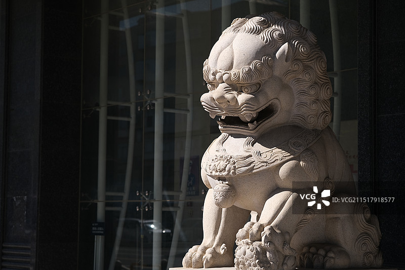 公司、单位 门前石狮子图片素材