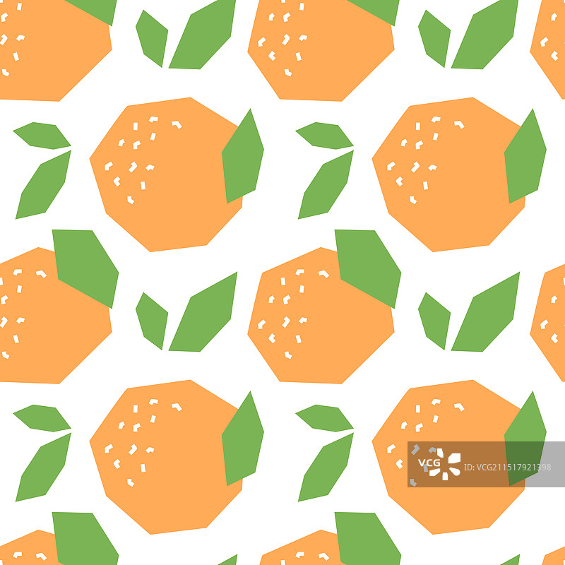 橙色卡通热带水果无缝图案图片素材