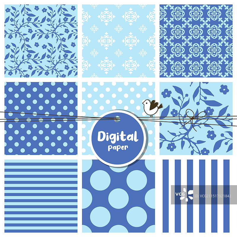 花朵圆点条纹无缝图案合集图片素材