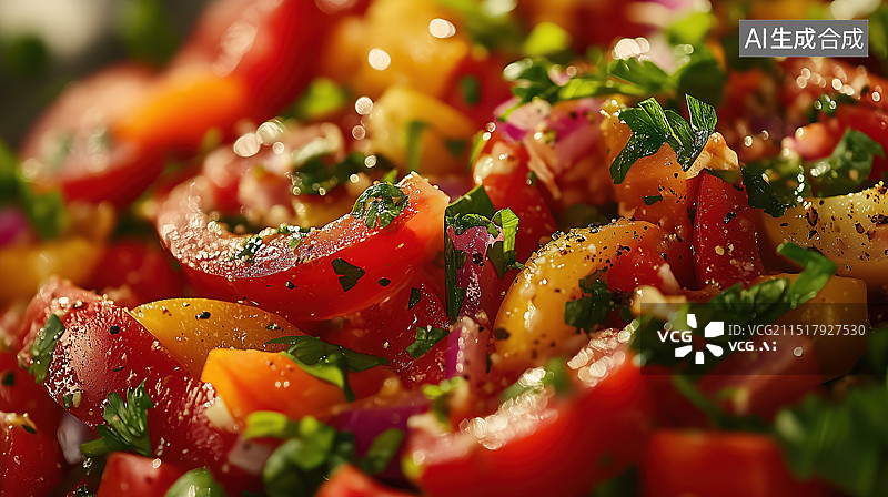 【AI数字艺术】蔬菜沙拉特写图片素材