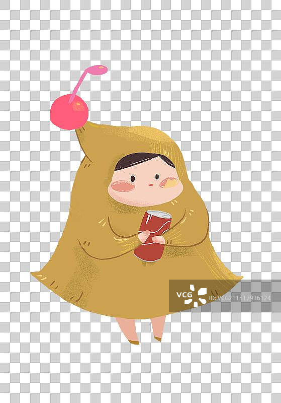 黄色衣服小女孩卡通元素图片素材