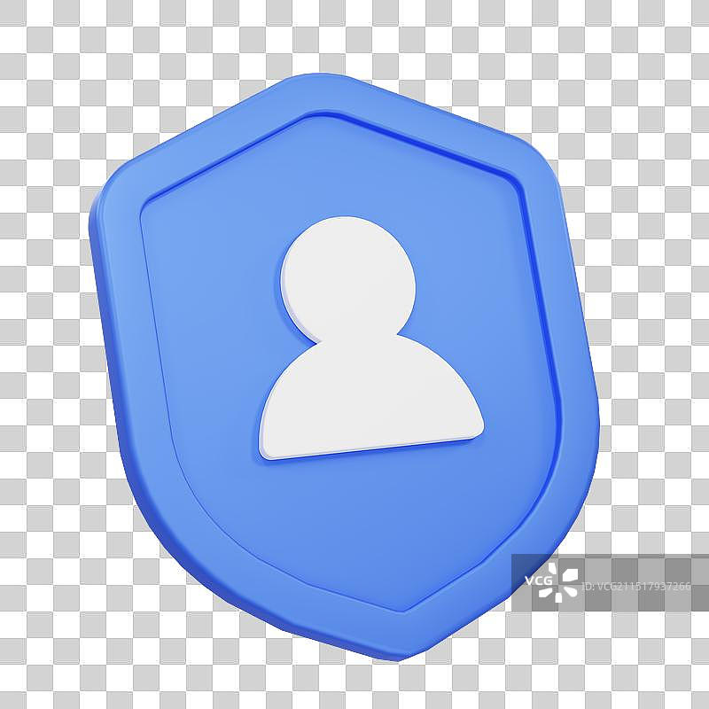 3D渲染的蓝色盾牌图标图片素材