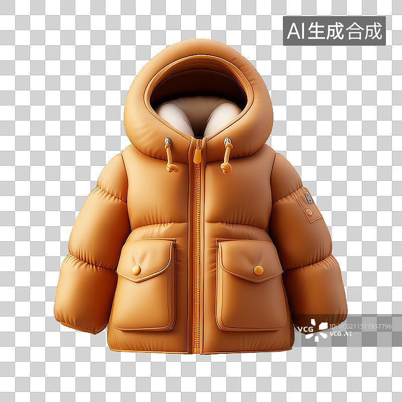 【AI数字艺术】羽绒服冬季主题3D卡通元素图片素材