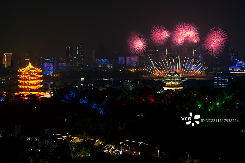烟花黄鹤楼图片素材