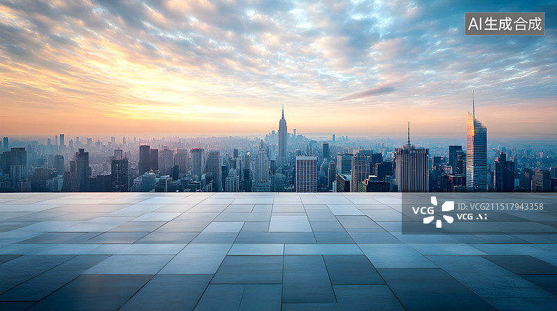 【AI数字艺术】现代建筑和城市天际线广告背景图片素材