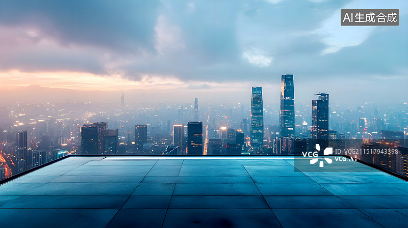 【AI数字艺术】现代建筑和城市天际线广告背景图片素材