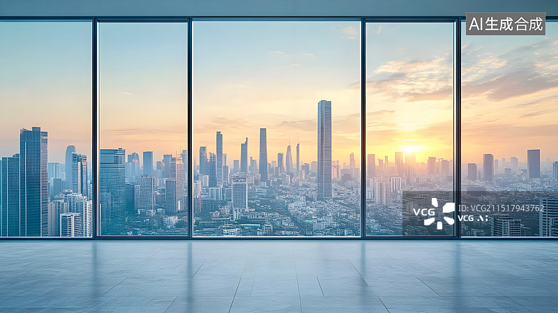 【AI数字艺术】现代建筑和城市天际线广告背景图片素材