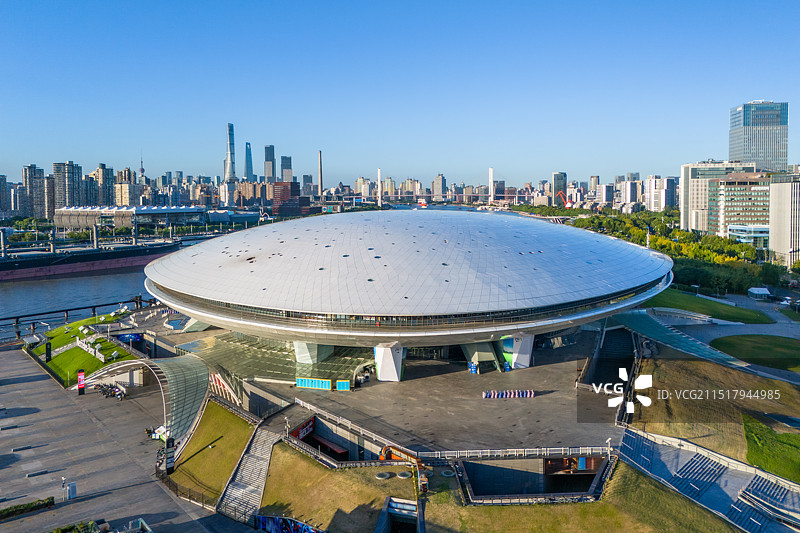 上海世博梅赛德斯奔驰文化中心航拍图片素材