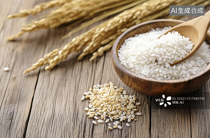 【AI数字艺术】丰收的稻谷和米粒图片素材
