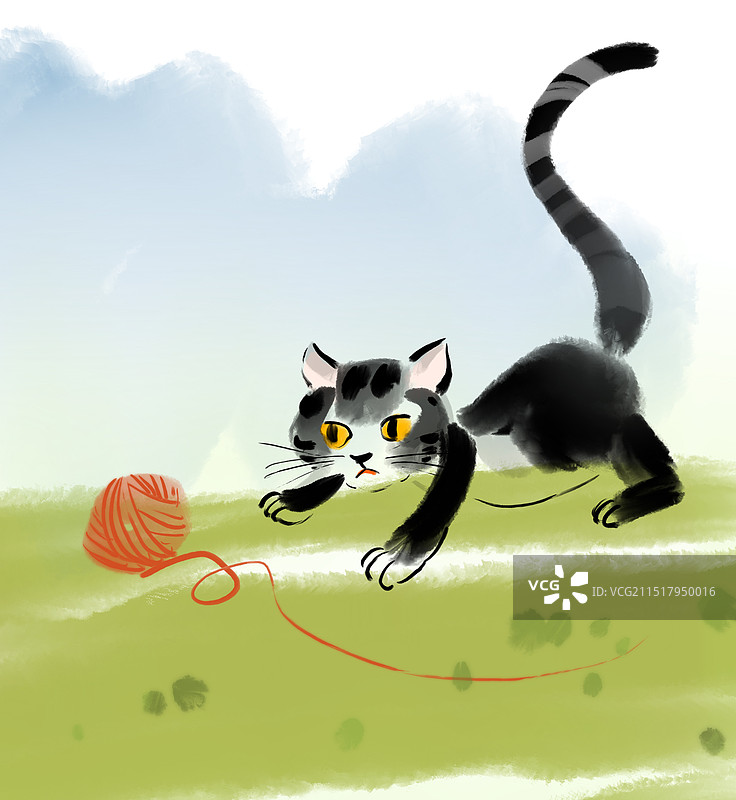宠物，猫，玩耍，线团图片素材