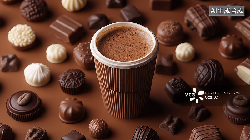 【AI数字艺术】桌上咖啡的特写镜头图片素材