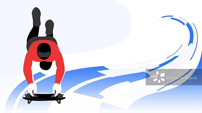 一个运动员钢架雪车比赛奥运会几何曲面插画图片素材