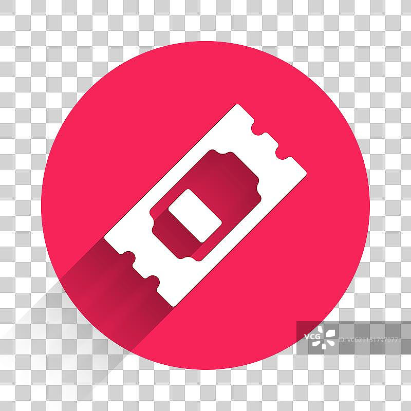 白色电影票图标，长阴影图片素材