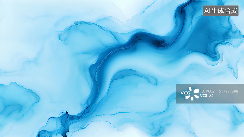 【AI数字艺术】蓝色流体插画图片素材