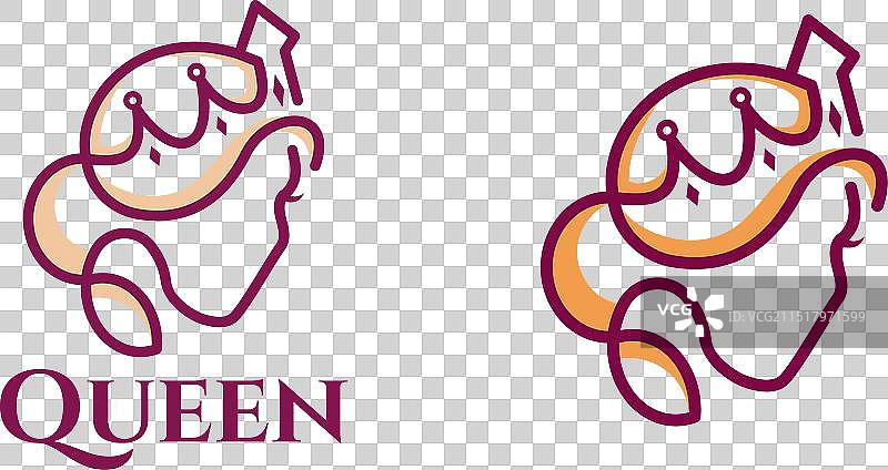 戴王冠的抽象女王标志设计图片素材
