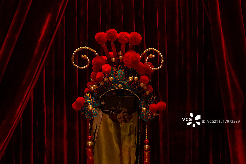 四川省绵阳市室内戏曲盔头，川戏，表演，京剧，越剧，黄梅戏图片素材