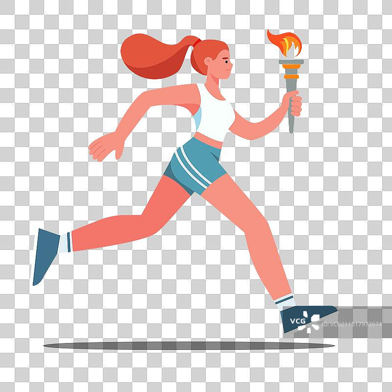 手持火炬奔跑的运动女孩图片素材