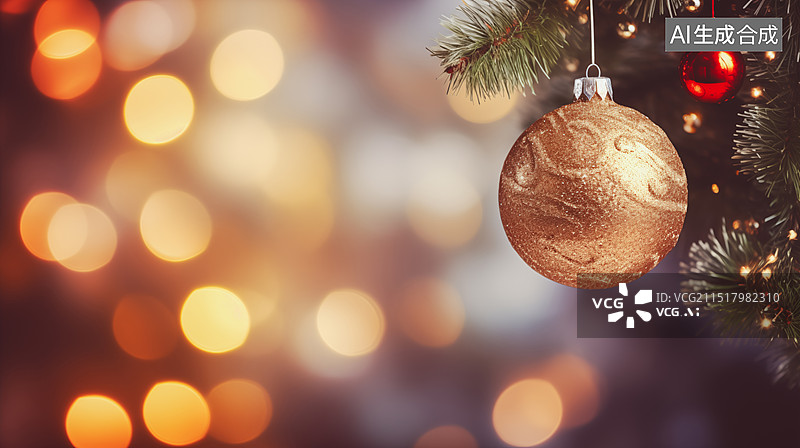 【AI数字艺术】圣诞树上的装饰品特写镜头图片素材