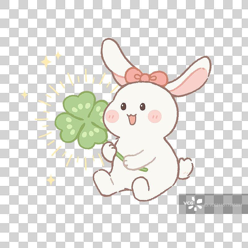 四叶草卡通可爱小兔子图片素材