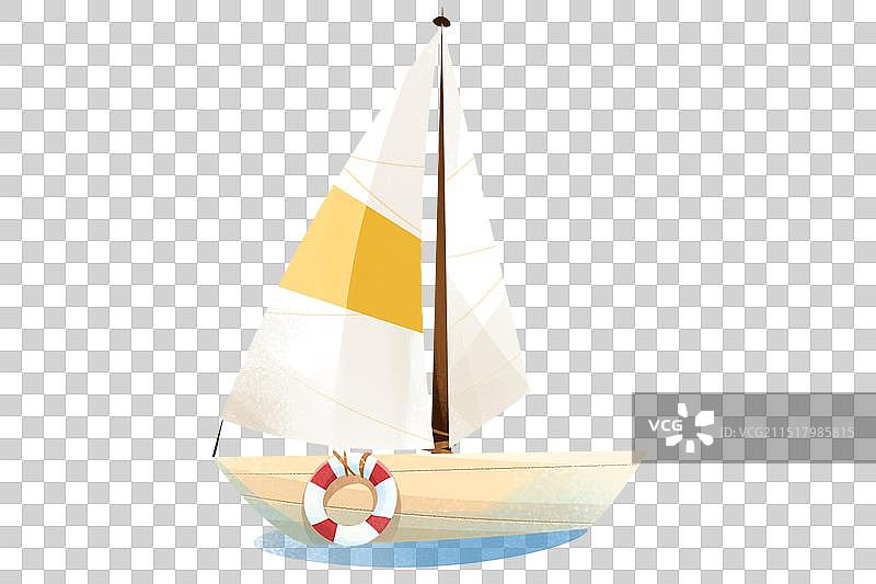小帆船手绘插画图片素材