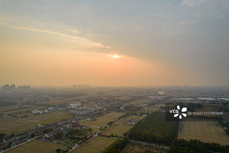 奉贤西渡农村航拍图片素材