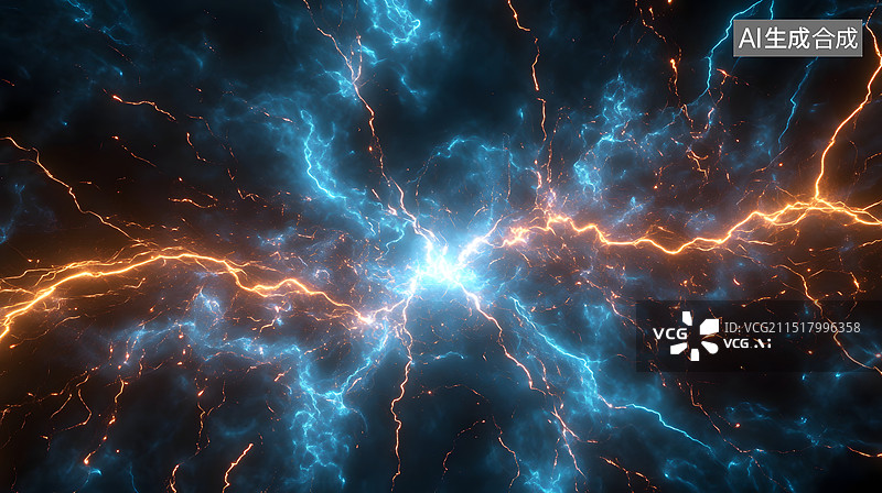 【AI数字艺术】星云闪电特效背景图片素材