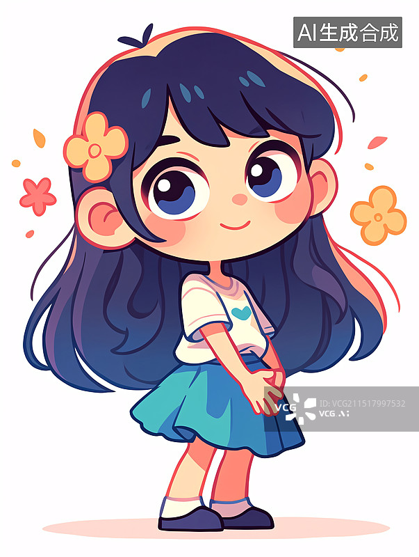 【AI数字艺术】漫画女孩青春时尚二次元少女壁纸插画背景图片素材