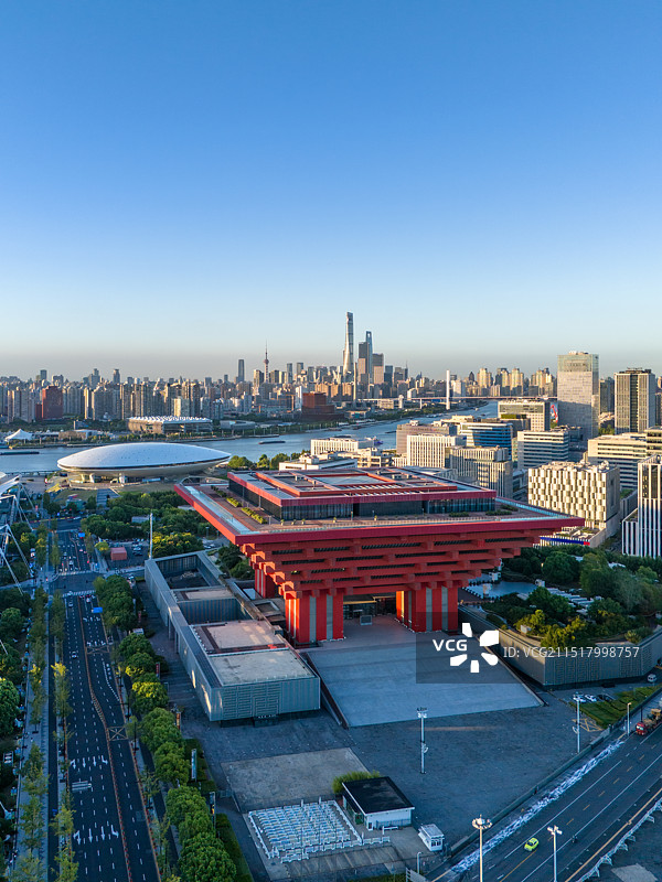 上海世博会保留建筑航拍图片素材