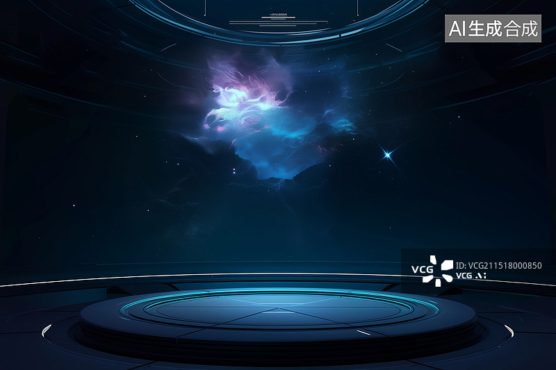 【AI数字艺术】科技科幻实验室模拟星系星图3D立体插画图片素材