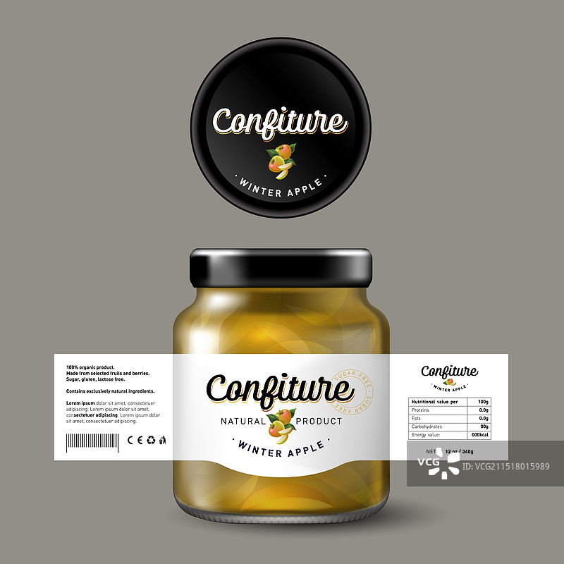 苹果酱标签玻璃罐图片素材