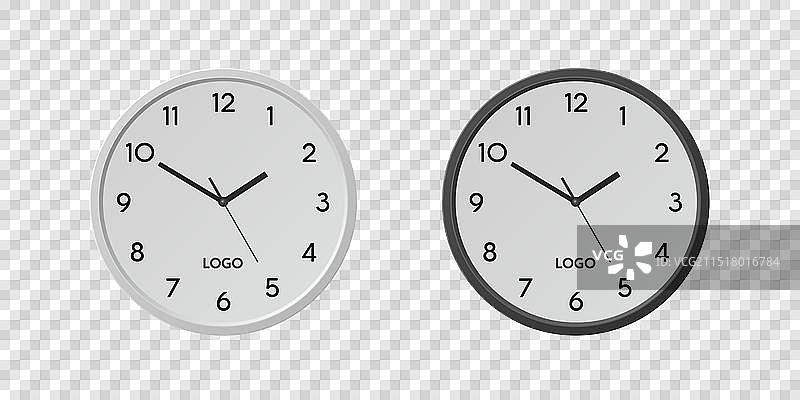 白色3D圆形墙壁挂钟图片素材