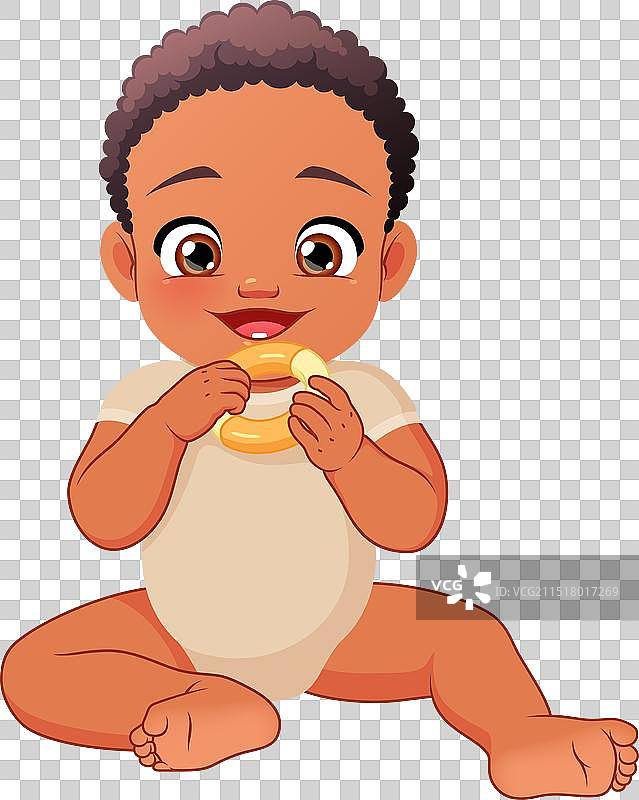 可爱快乐的黑人宝宝咬着磨牙器图片素材