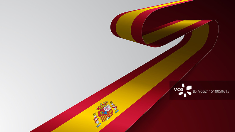 带有西班牙国旗的逼真丝带背景图片素材