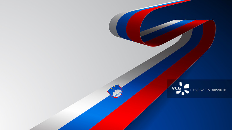带有斯洛文尼亚国旗的逼真缎带背景图片素材