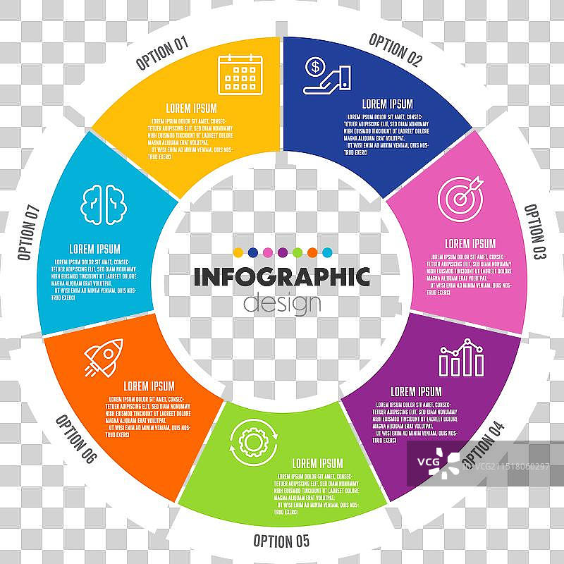 七选项信息图圆形图表模板图片素材