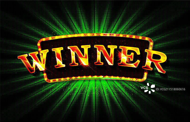 优胜者复古标志牌和金色箔片图片素材