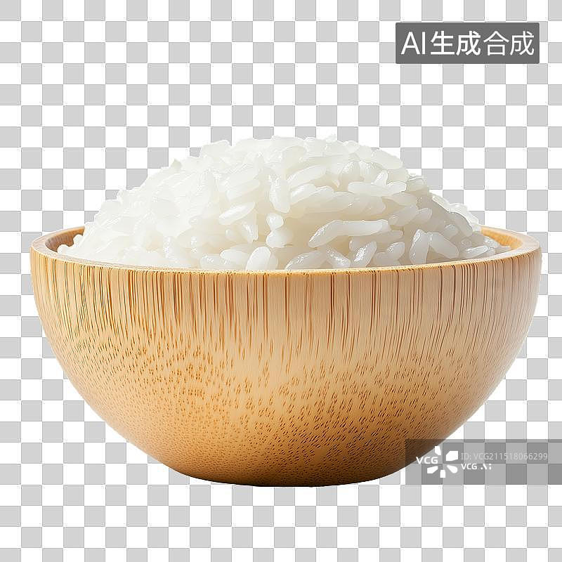 【AI数字艺术】木碗盛着米饭图片素材