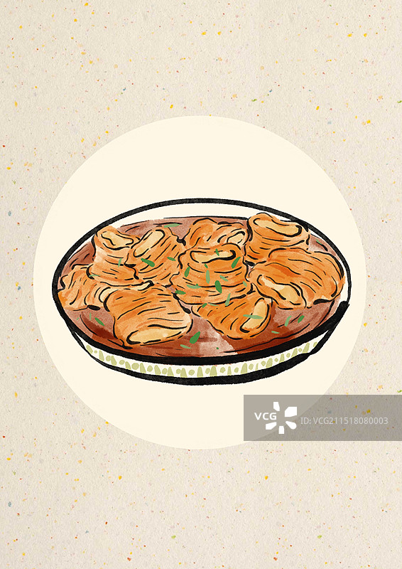 国潮风绵阳美食插画-江油肥肠图片素材
