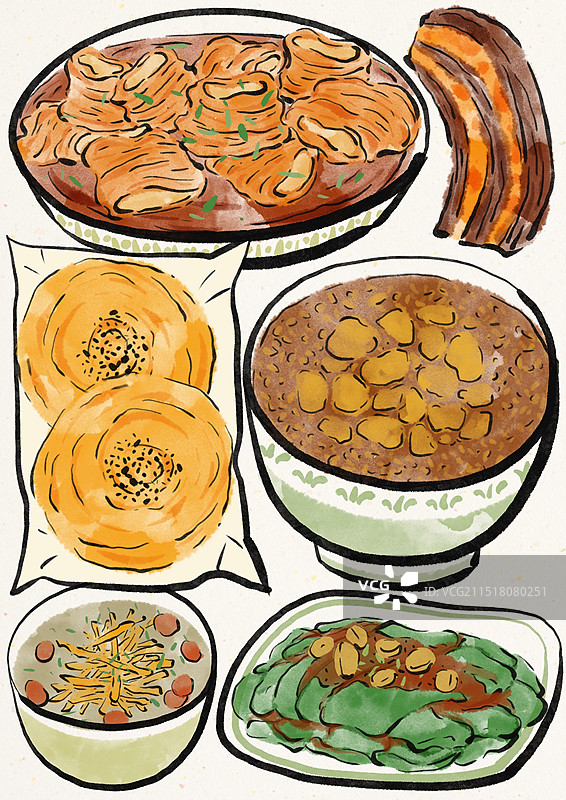 国潮风绵阳美食插画图片素材