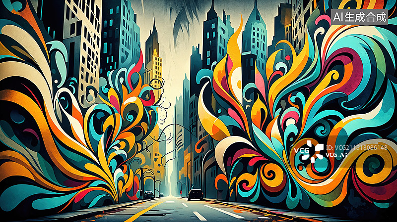 【AI数字艺术】《城市色彩的狂欢》图片素材