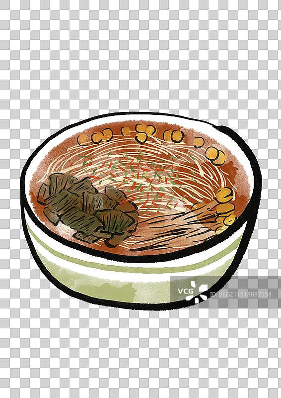 国潮风绵阳美食插画元素-绵阳米粉图片素材