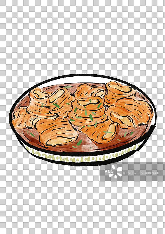 国潮风绵阳美食插画元素-江油肥肠图片素材