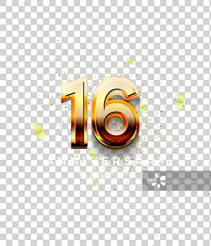 金色数字16周年庆典图片素材