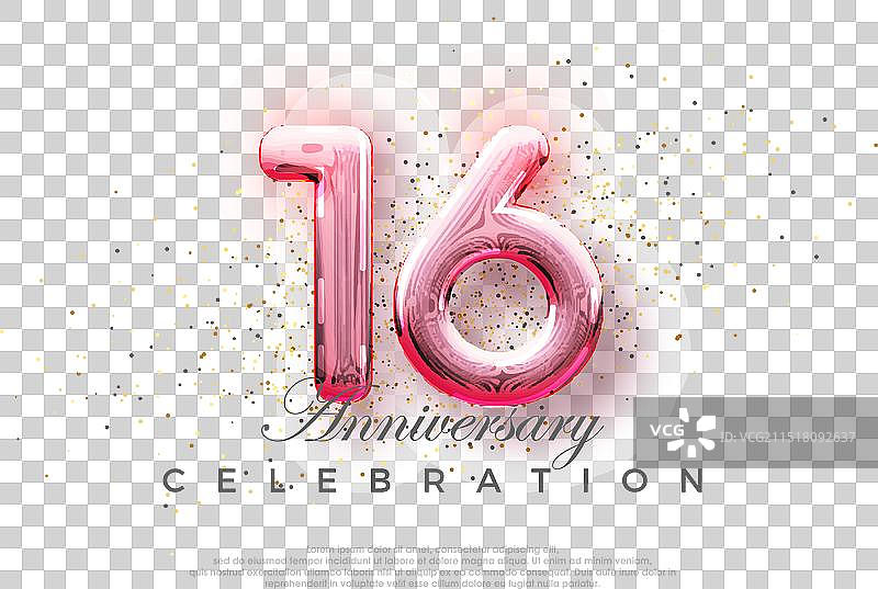 明亮的红色数字16气球图片素材