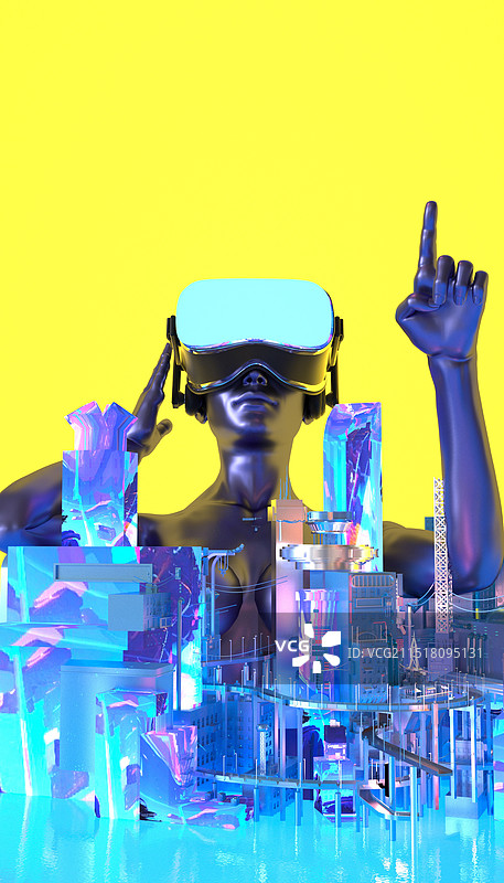 赛博朋克城市三维画面主题场景图片素材