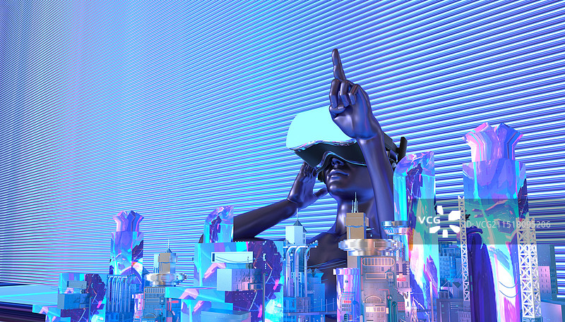 赛博朋克城市三维画面主题场景图片素材