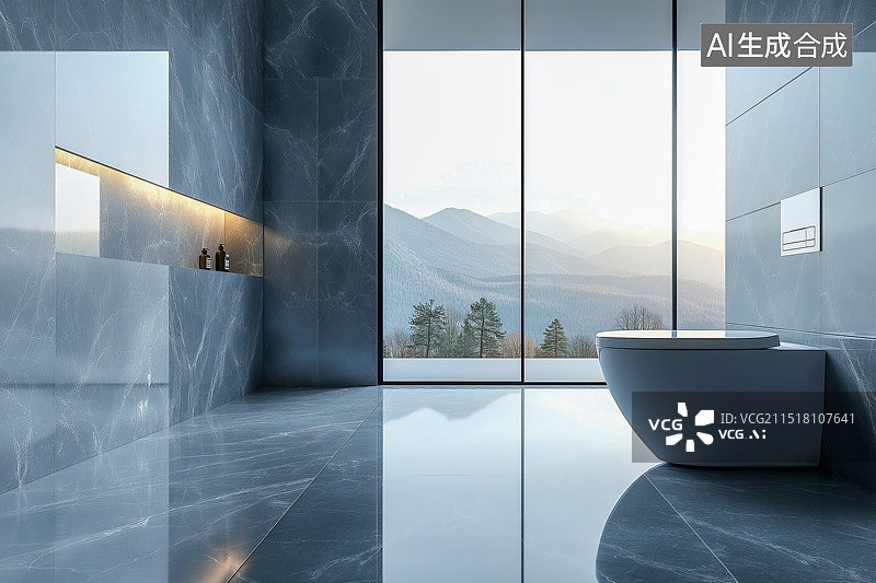 【AI数字艺术】现代简约风格的卫生间装修样板间图片素材